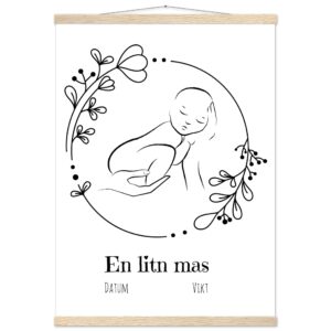 stor poster väggupphängd födelsetavla egen design en litn mas