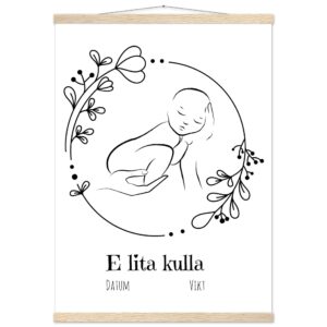 stor poster väggupphängd födelsetavla egen design e lita kulla