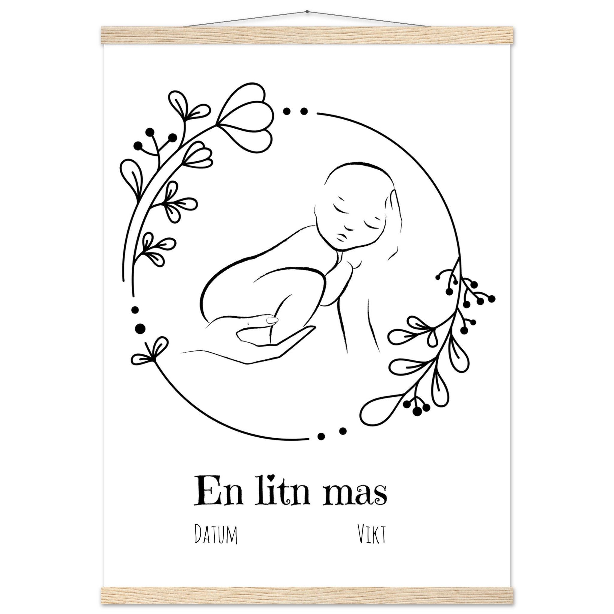 stor poster väggupphängd födelsetavla egen design en litn mas