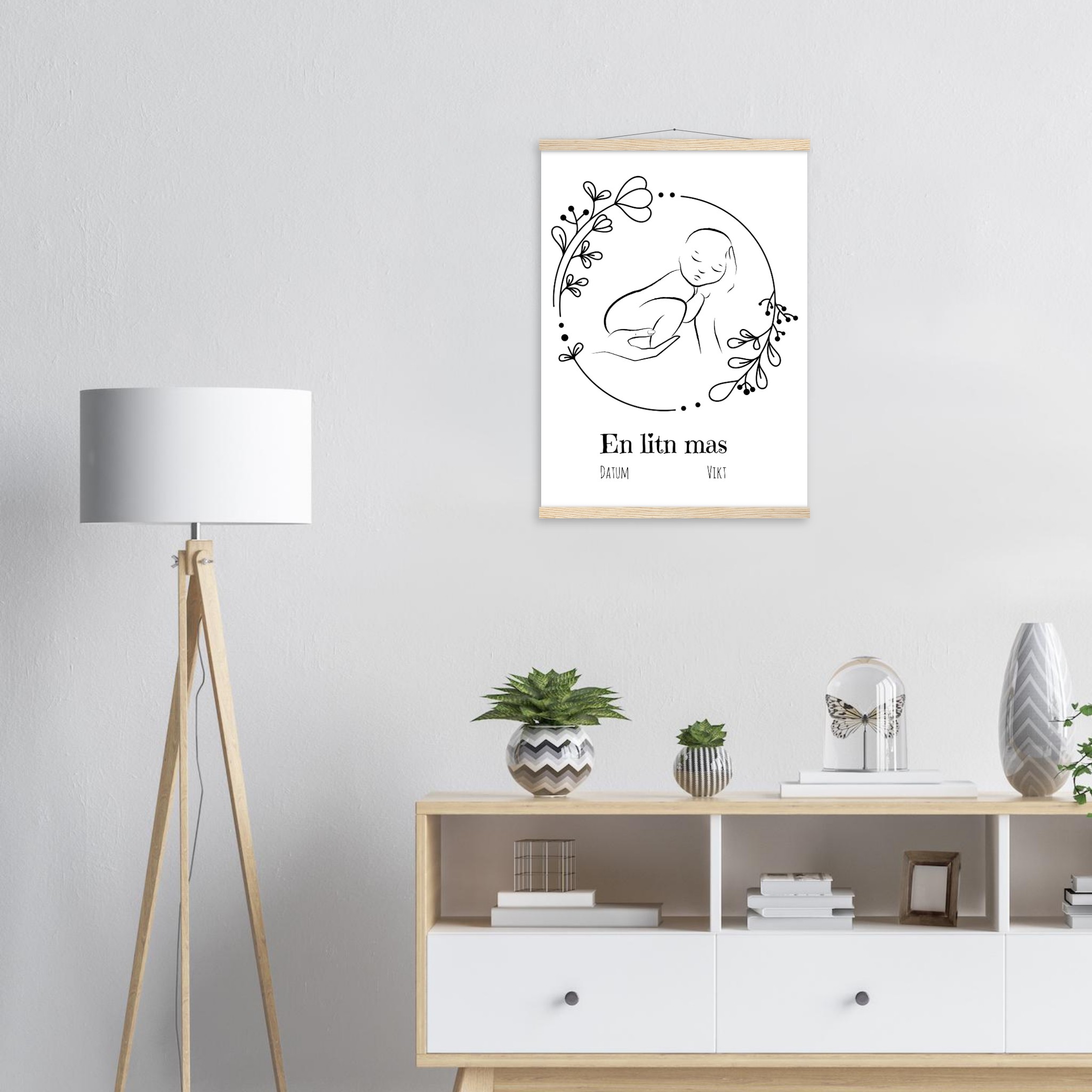 stor poster väggupphängd födelsetavla egen design en litn mas