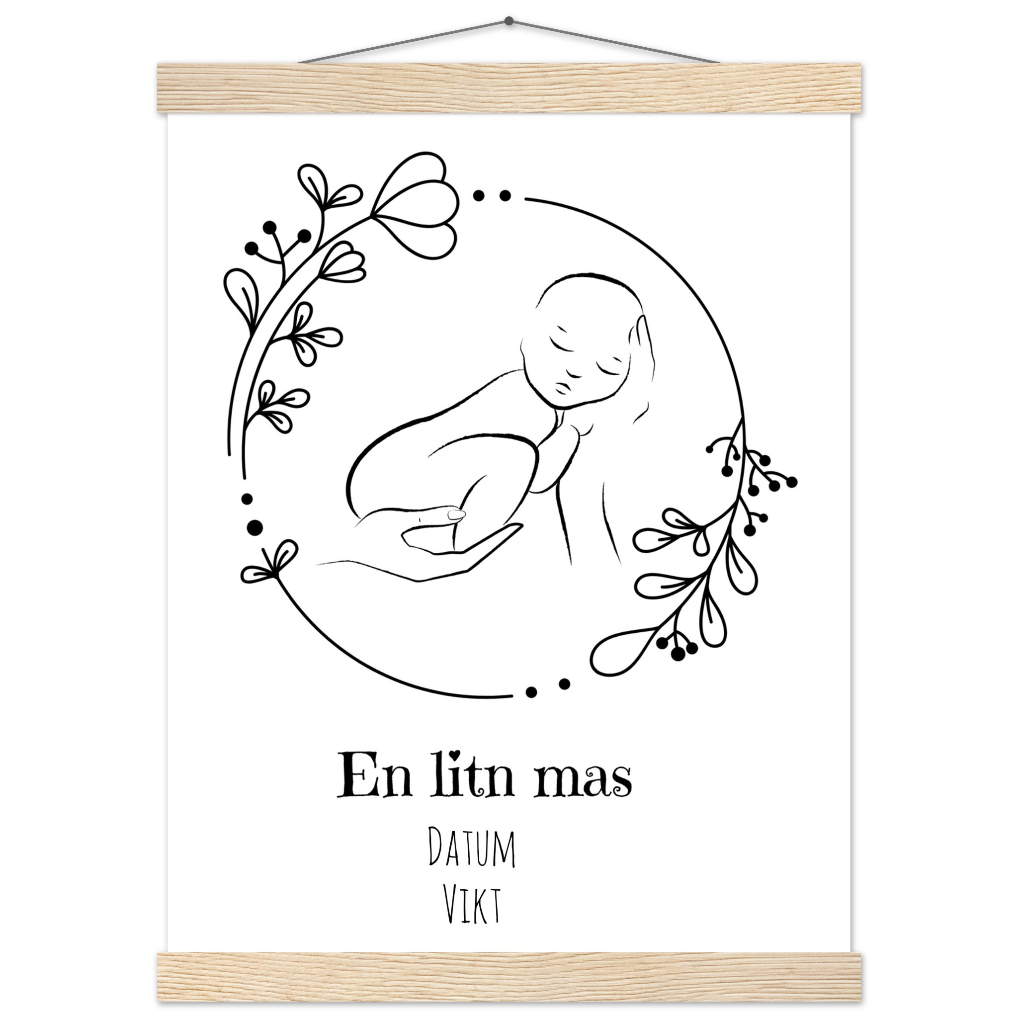 liten poster väggupphängd födelsetavla egen design en litn mas